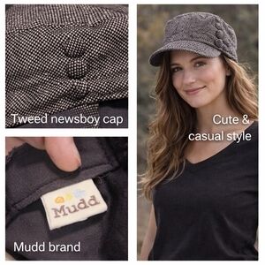 Mudd Black and White Women's Newsboy Hat